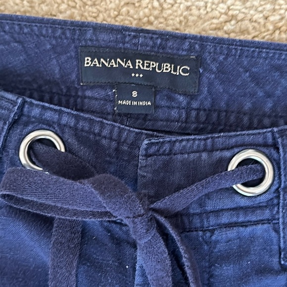 Banana Republic size 8 linen Women's Navy Wide-Leg Jeans - Picture 3 of 6